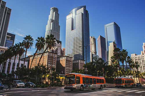 Los Angeles tour bus downtown