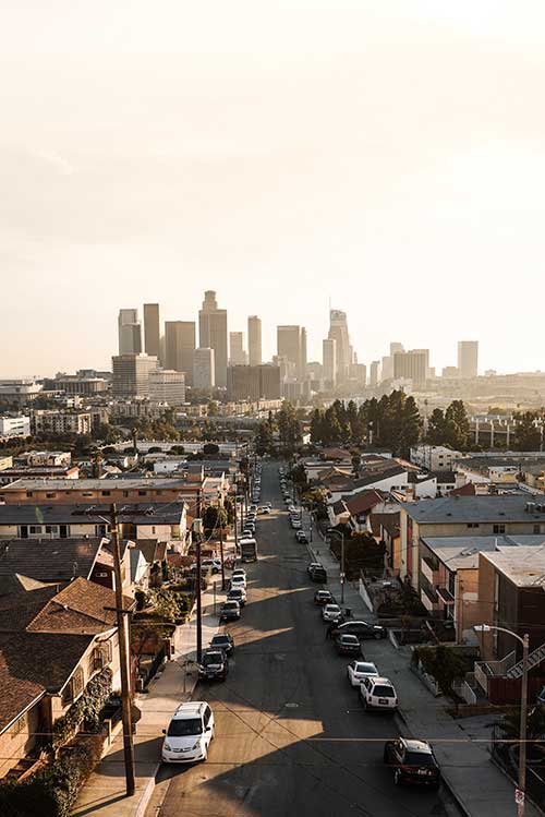 Downtown Los Angeles in background