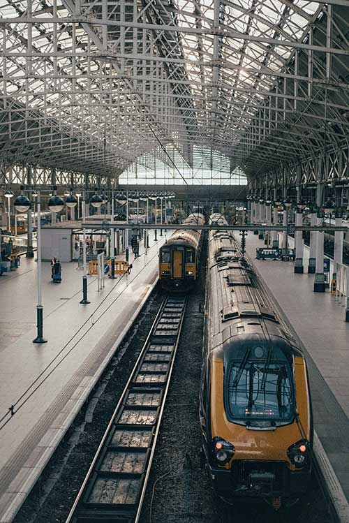 Train in station. Backbone of tourism industry.