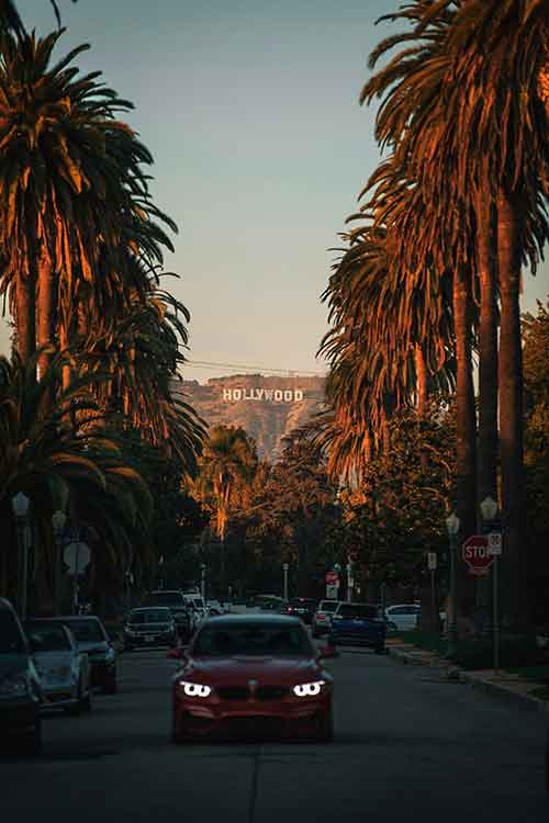 Hollywood sign view from street