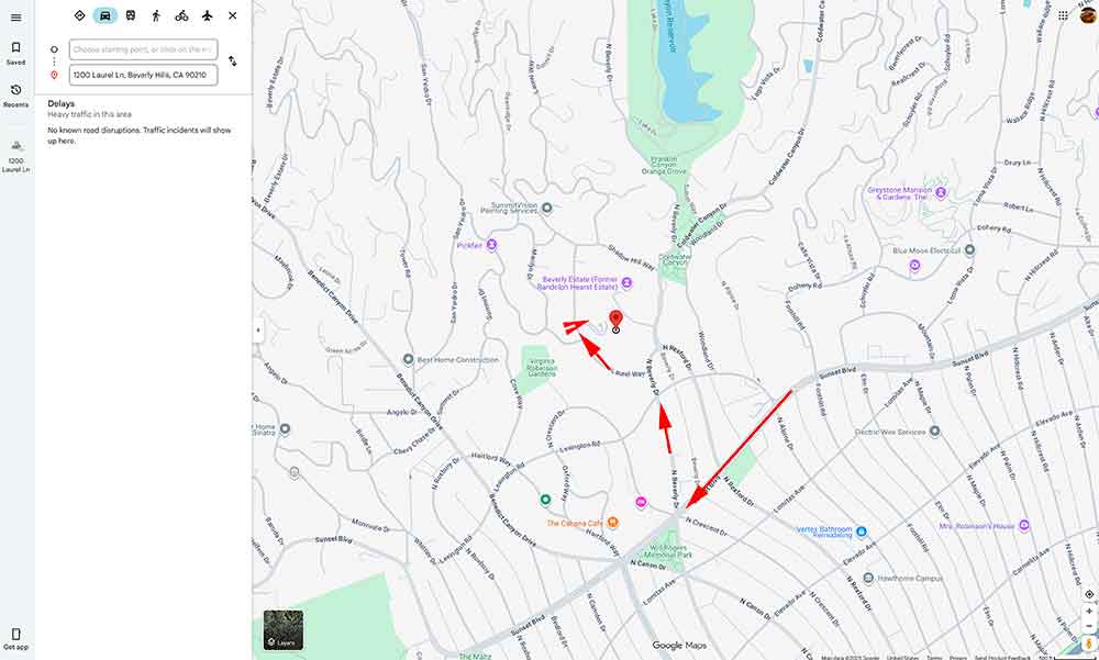 Talyor Swift house in Los Angeles map