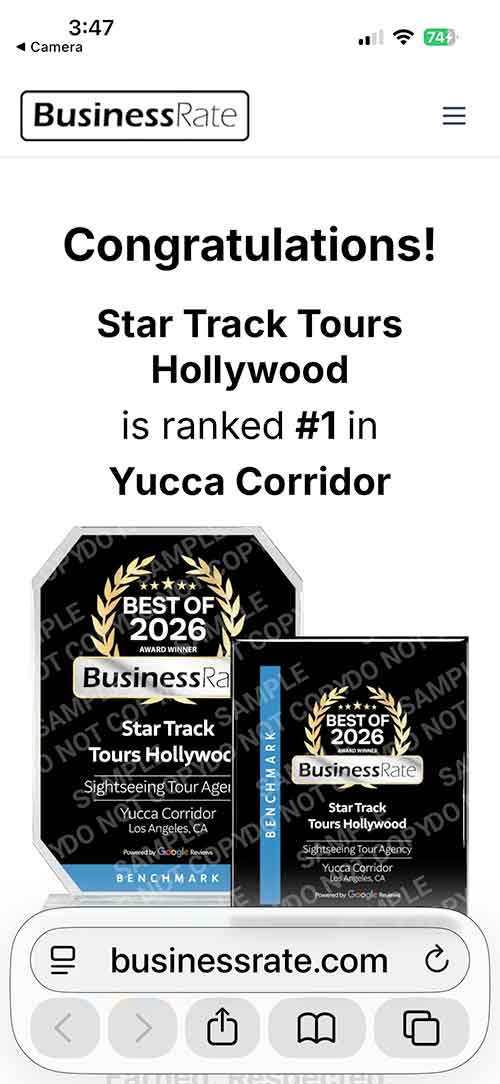 #1 hollywood tour award 2026