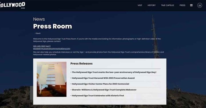Hollywood Sign Trust website